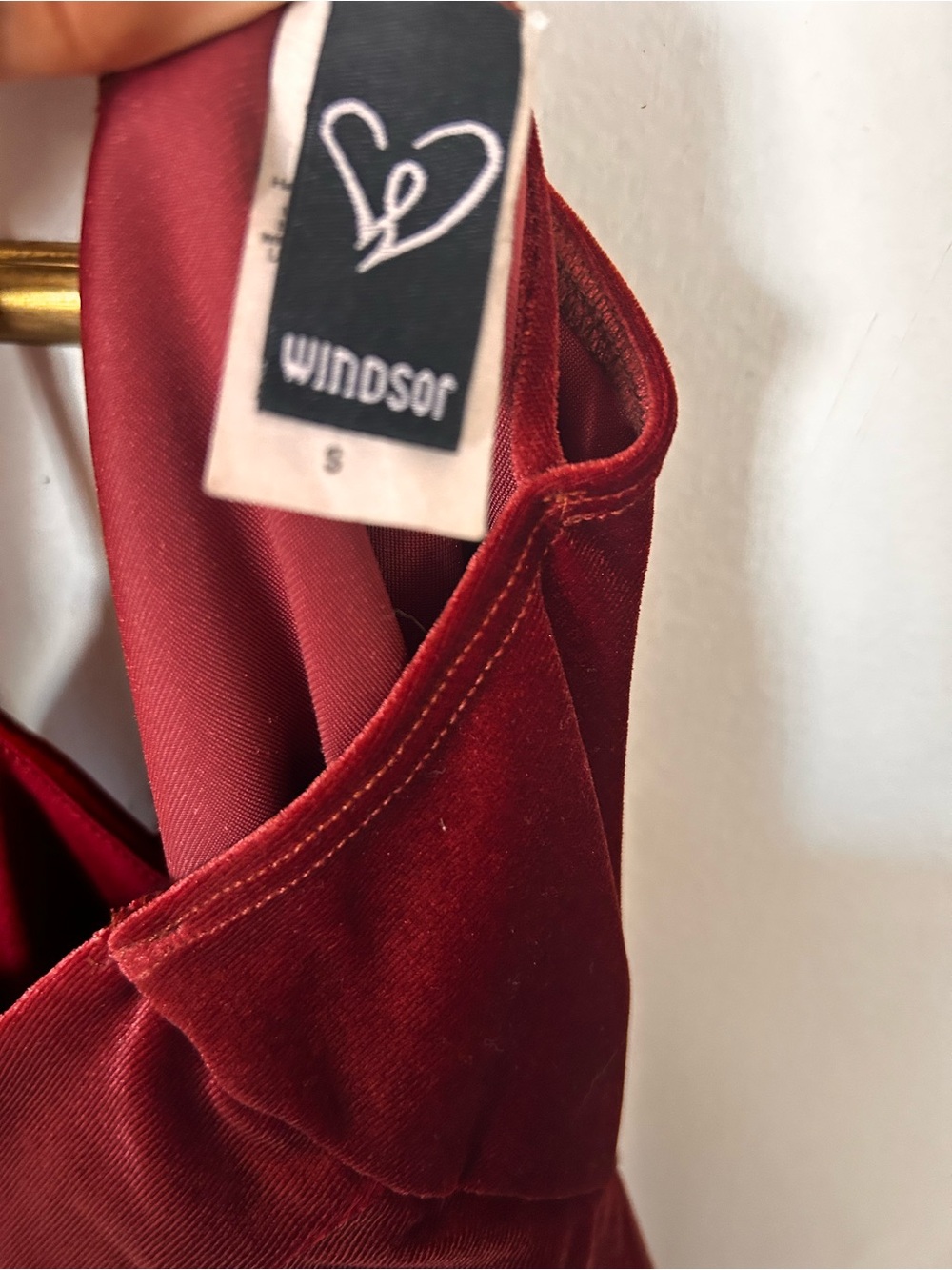 Windsor Red Velvet Asymmetrical Dress Small Spaghetti Strap Cocktail Party Dress - Picture 6 of 8